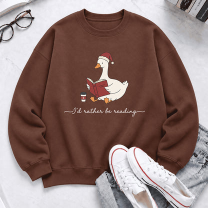 I'D Rather Be Reading Softstyle Sweatshirt | Christmas Book Lover Gift Cocoa