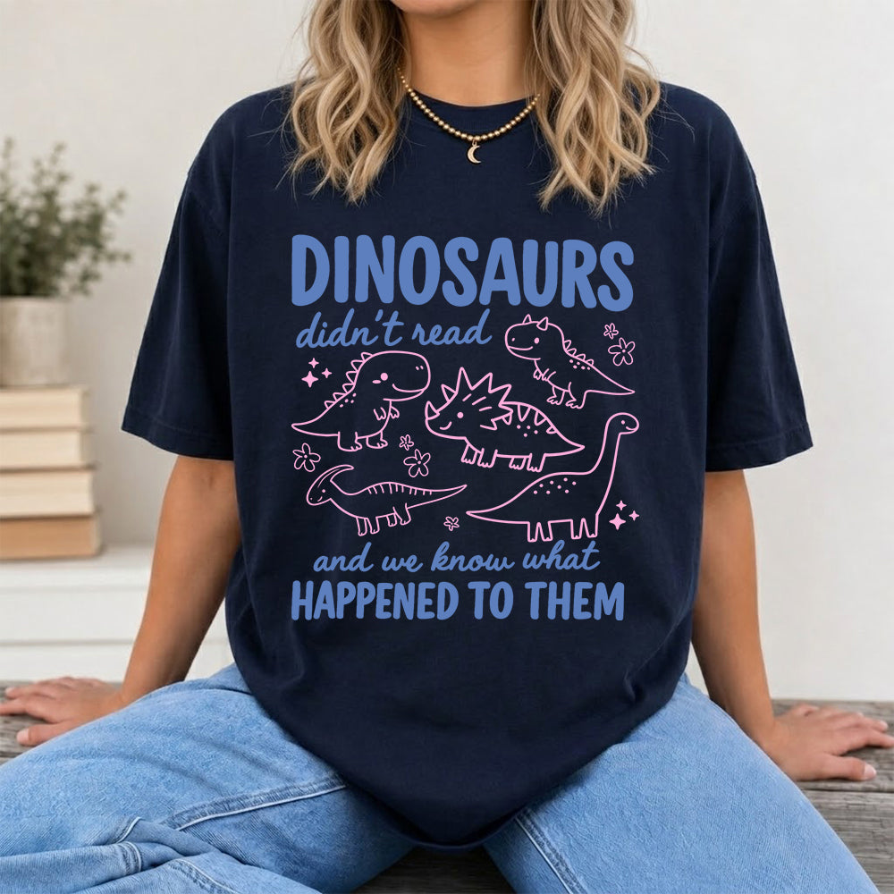 Dinosaurs Didn't Read Softstyle T-Shirt | Book Lover Gift Navy