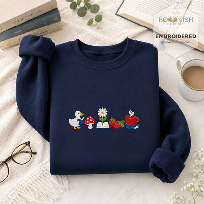 Duck Mushroom Embroidered Sweatshirt | Reader Gift Navy
