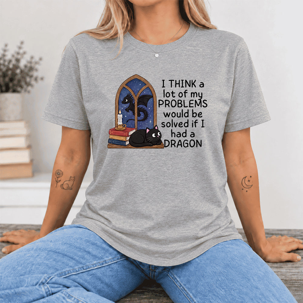 If I Could Have A Dragon Ultra-Soft Cotton T-Shirt | Fantasy Book Lover Gift Athletic Heather
