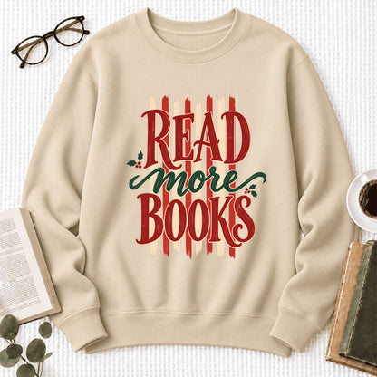 Read More Book Christmas Softstyle Sweatshirt | Christmas Book Lover Gift Sand