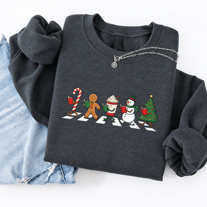 Christmas Reading Parade Softstyle Sweatshirt | Christmas Gift For Readers Dark Heather