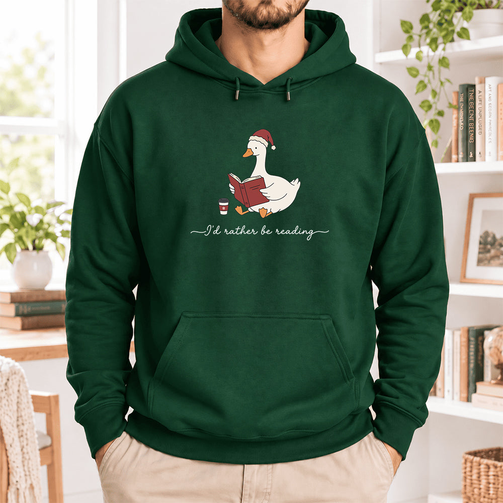 I'd Rather Be Reading Softstyle Hoodie | Christmas Book Lover Gift Forest Green