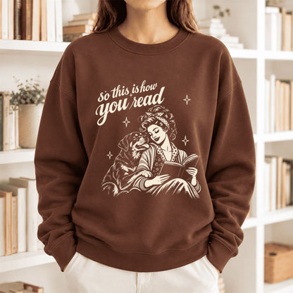 How You Read Rottweiler Softstyle Sweatshirt | Cozy Dog Mom Reader Gift Cocoa