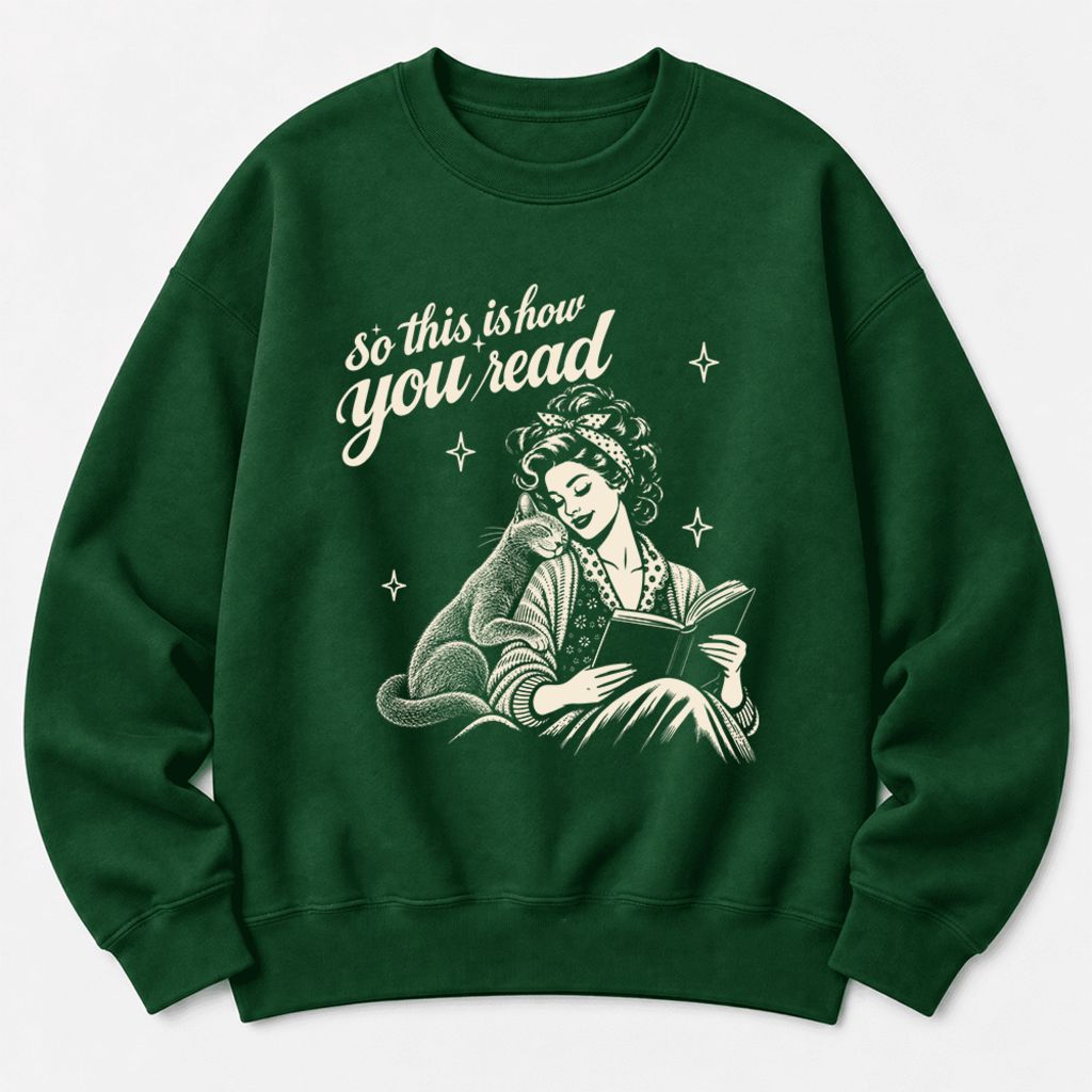 How You Read Russian Blue Softstyle Sweatshirt | Cat Lover Reader Gift Forest Green