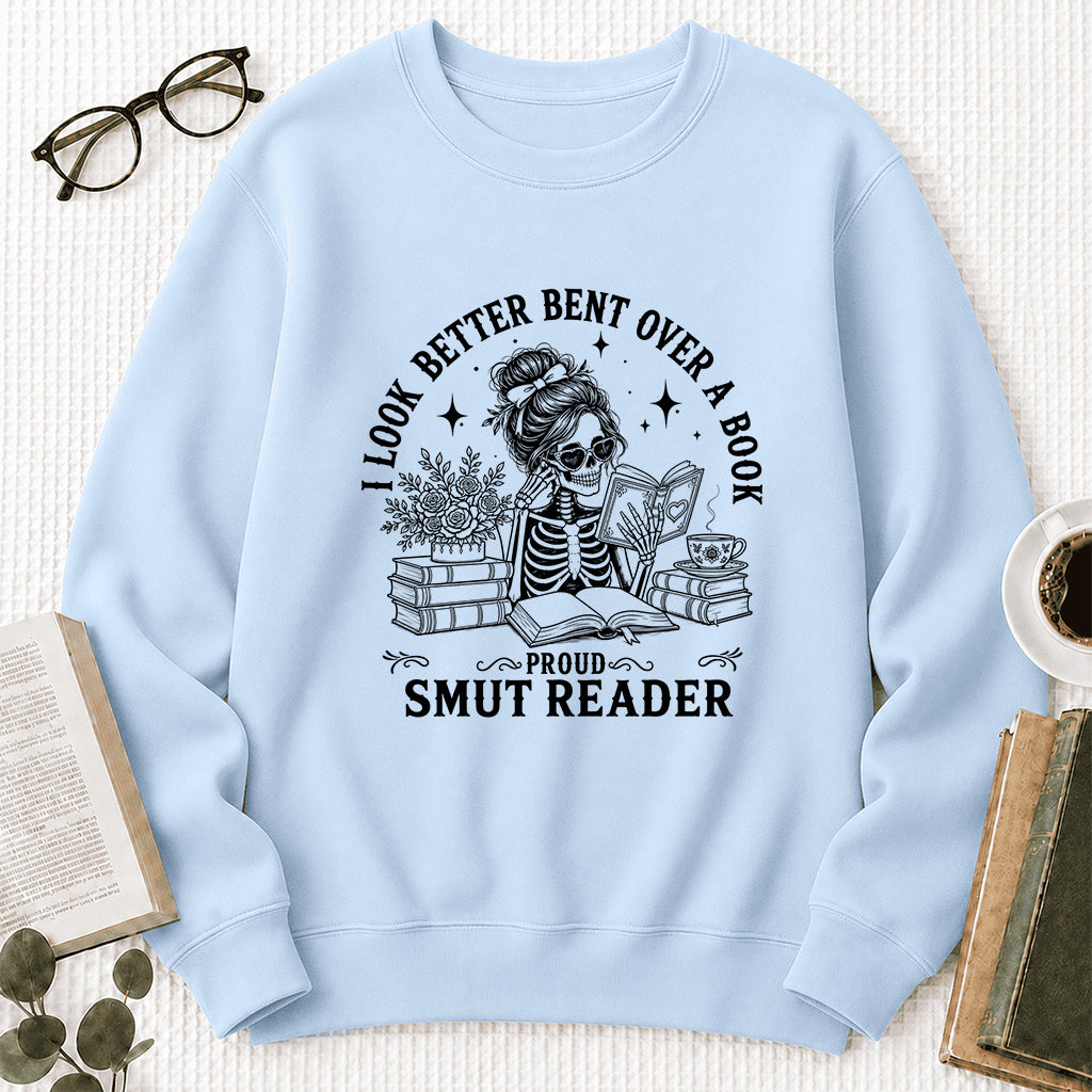 I Look Better Bend Over A Book Crewneck Sweatshirt | Reader Gift Light Blue