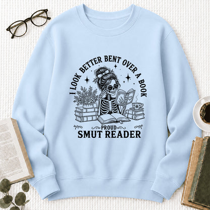 I Look Better Bend Over A Book Crewneck Sweatshirt | Reader Gift Light Blue
