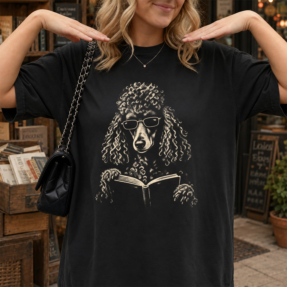 Poodle Reading Book Softstyle T-Shirt | Book Lover Gift Black