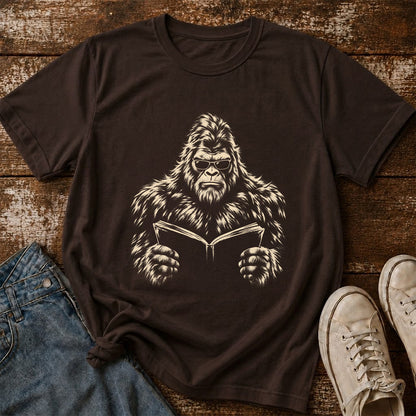 Big Foot Reading Book Softstyle T-Shirt | Book Lover Gift Dark Chocolate