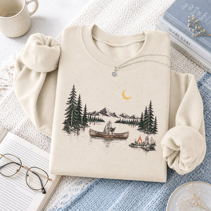 Reading Ghost On The Boat Printed Sweatshirt | Halloween Reader Gift Sand