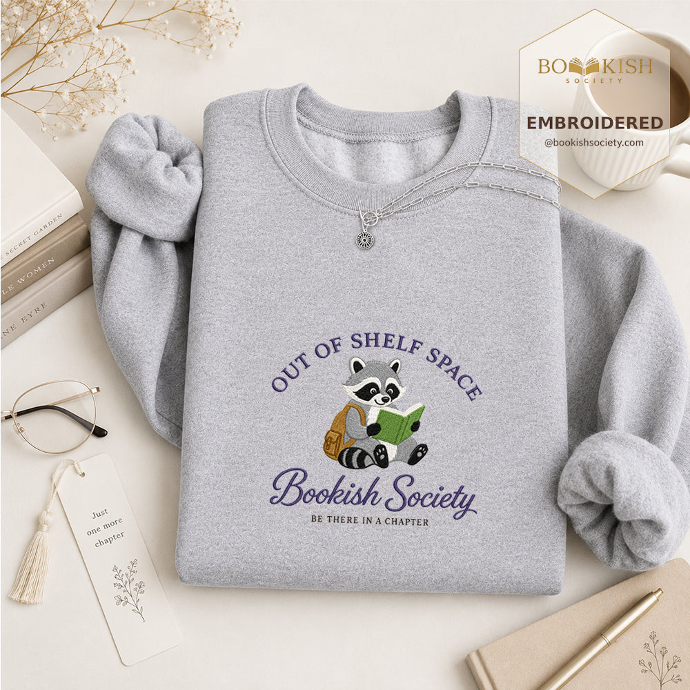 Funny Raccoon Embroidered Sweatshirt | Reader Gift Sport Grey