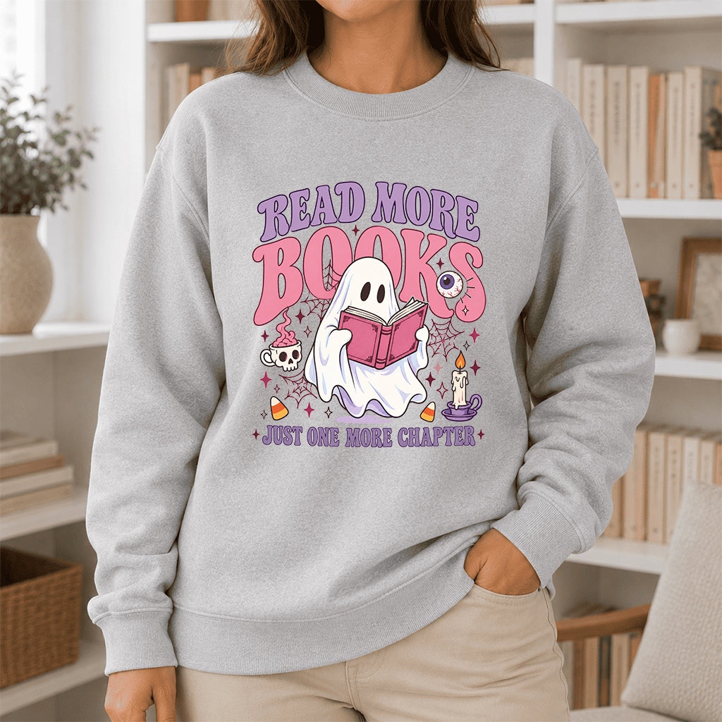Read More Books Printed Sweatshirt | Halloween Book Lover Gift Sport Grey