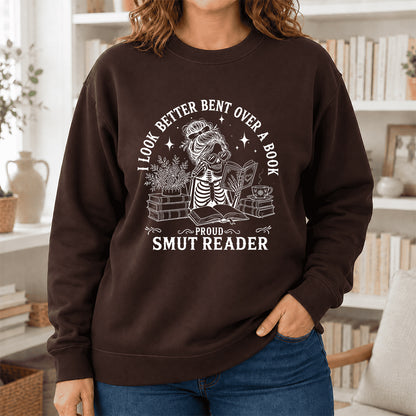 I Look Better Bend Over A Book Crewneck Sweatshirt | Reader Gift Dark Chocolate