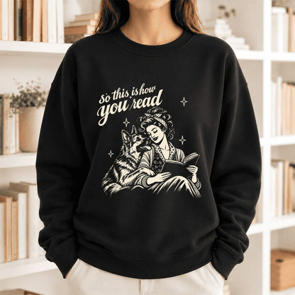 How You Read German Shepherd Softstyle Sweatshirt | Cozy Dog Mom Reader Gift Black