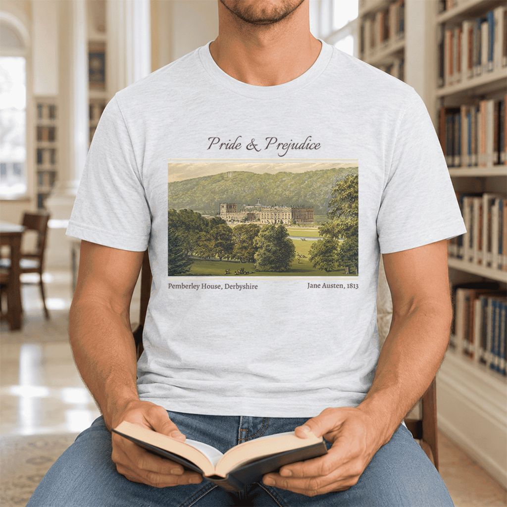 Pemberley House Pride And Prejudice Ultra-Soft Cotton T-Shirt | Gift Ash