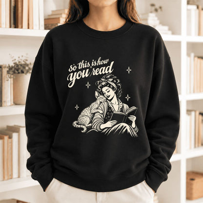 How You Read Devon Rex Softstyle Sweatshirt | Cozy Cat Lover & Reader Gift Black