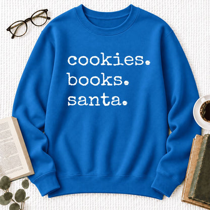 Cookies Books Santa Softstyle Sweatshirt | Christmas Book Lover Gift Royal