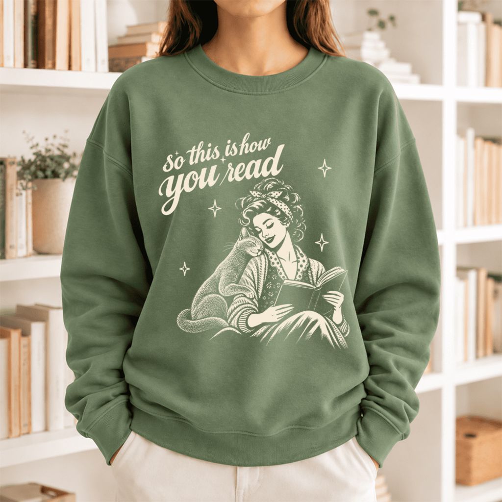 How You Read Russian Blue Softstyle Sweatshirt | Cat Lover Reader Gift Military Green