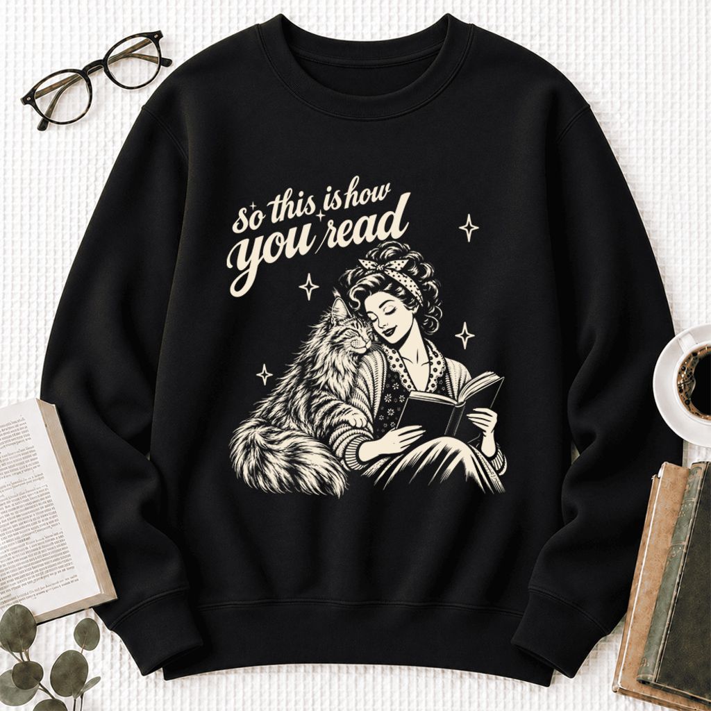 How You Read Maine Coon Softstyle Sweatshirt | Cozy Cat & Book Lover Gift Black