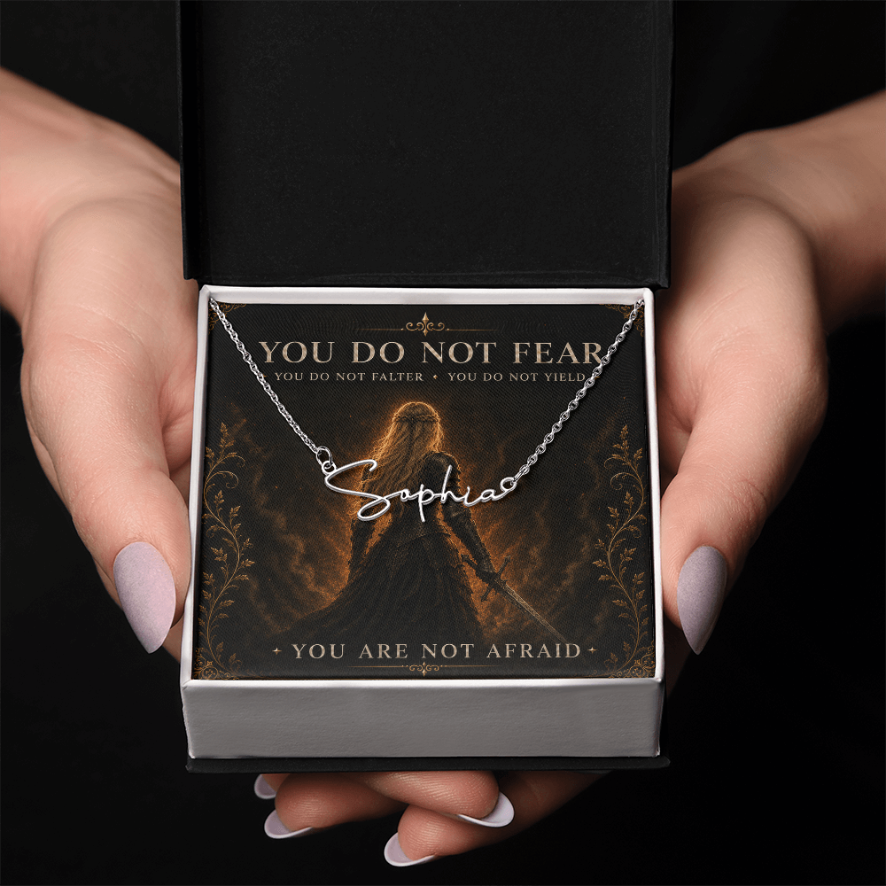 You Do Not Fear Decorative Card And Custom Name Polished Stainless Steel Necklace With Box Book Lover Gift Font 2