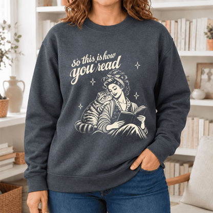 How You Read Exotic Shorthair Softstyle Sweatshirt | Cozy Cat Lover Reader Gift Dark Heather
