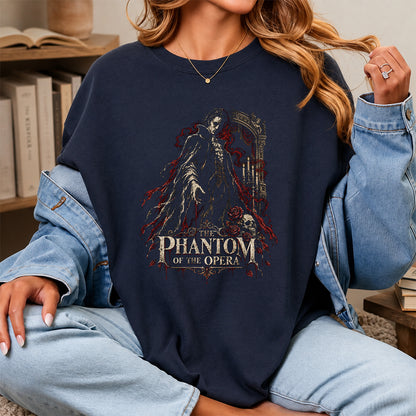 The Phantom Of The Opera Printed T-Shirt | Halloween Book Lover Gift Navy
