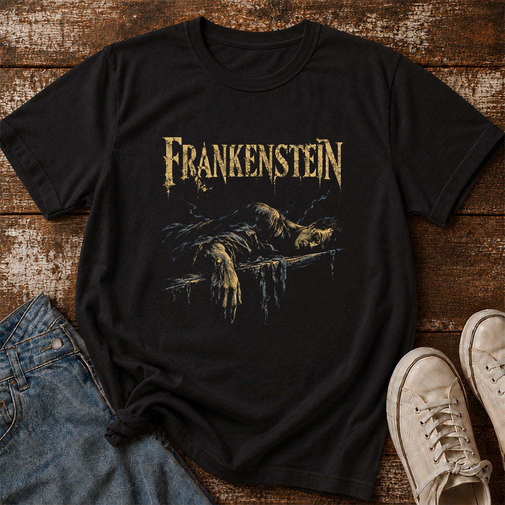 Frankenstein Printed T-Shirt | Halloween Book Lover Gift Black