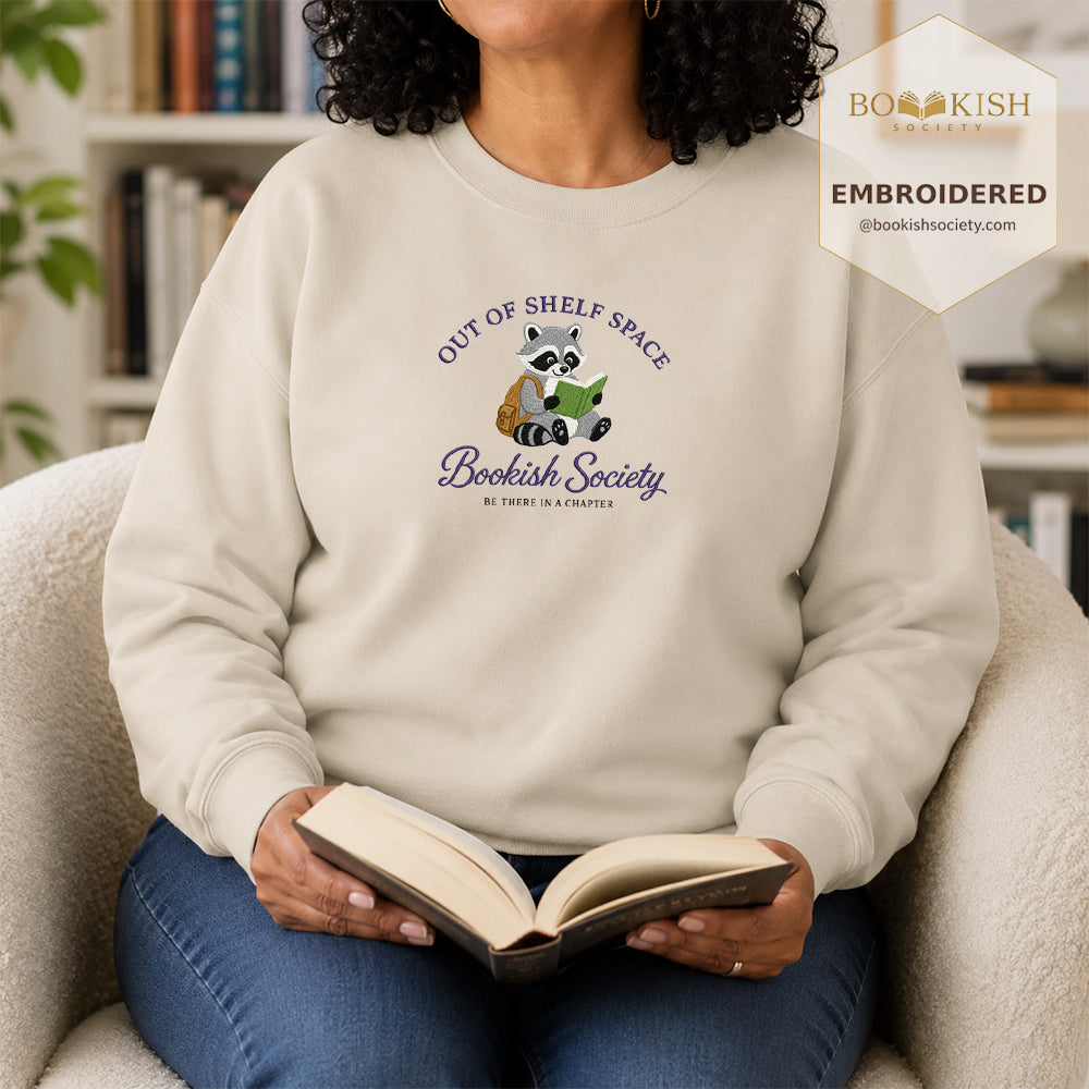 Funny Raccoon Embroidered Sweatshirt | Reader Gift Sand