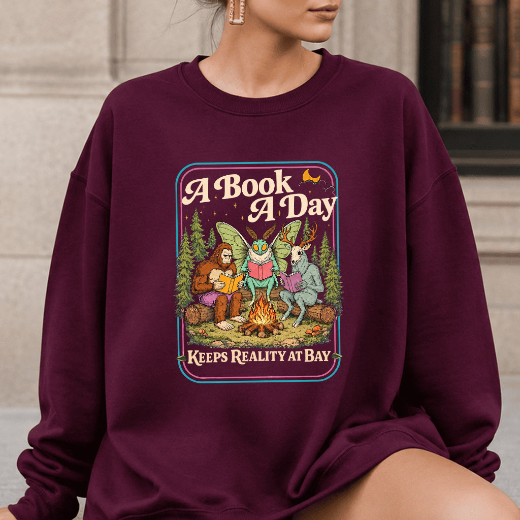 Cryptid Book Club Crewneck Sweatshirt | Reader Gift Maroon