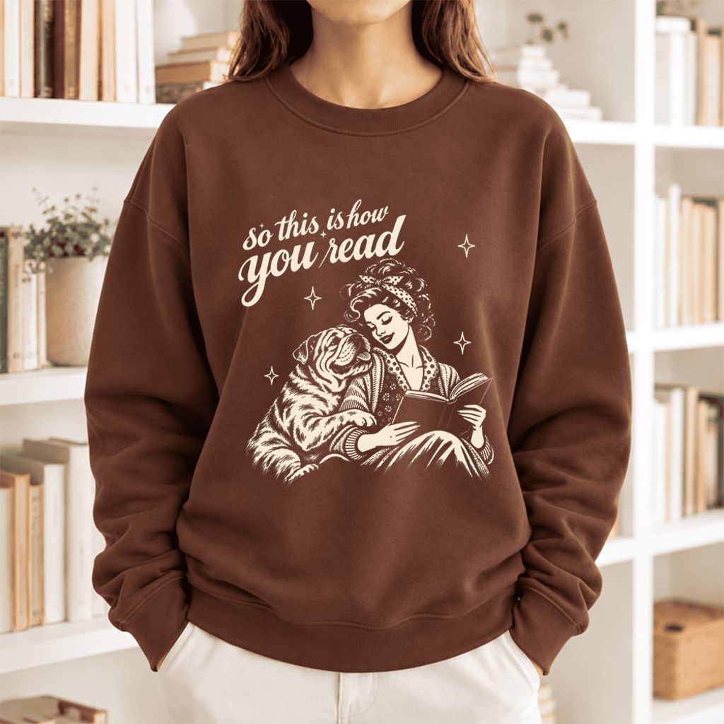 How You Read English Bulldog Softstyle Sweatshirt | Cozy Dog Mom Reader Gift Cocoa