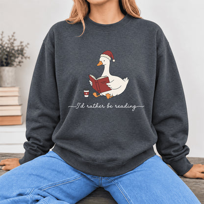I'D Rather Be Reading Softstyle Sweatshirt | Christmas Book Lover Gift Dark Heather