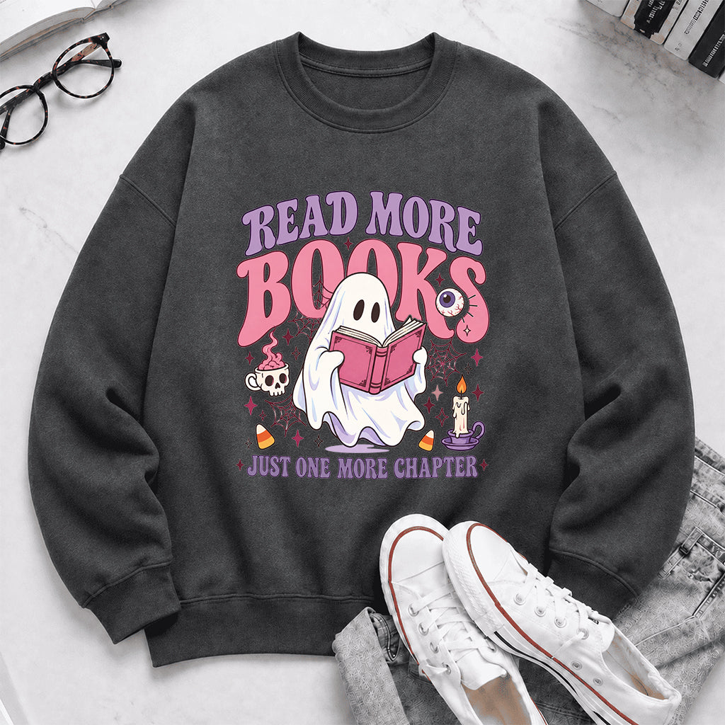 Read More Books Printed Sweatshirt | Halloween Book Lover Gift Dark Heather