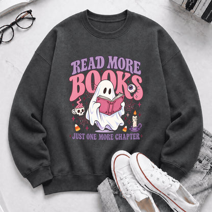Read More Books Printed Sweatshirt | Halloween Book Lover Gift Dark Heather