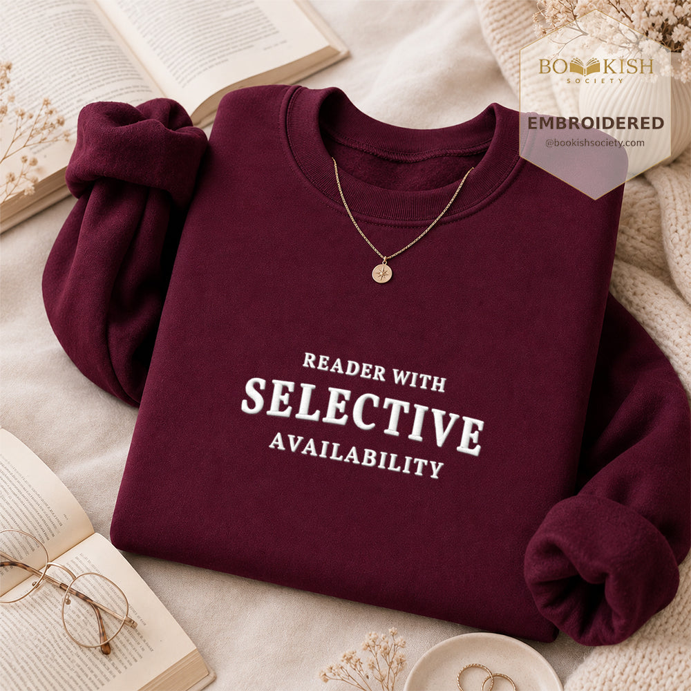 Reader With Selective Availability Embroidered Sweatshirt | Reader Gift Maroon
