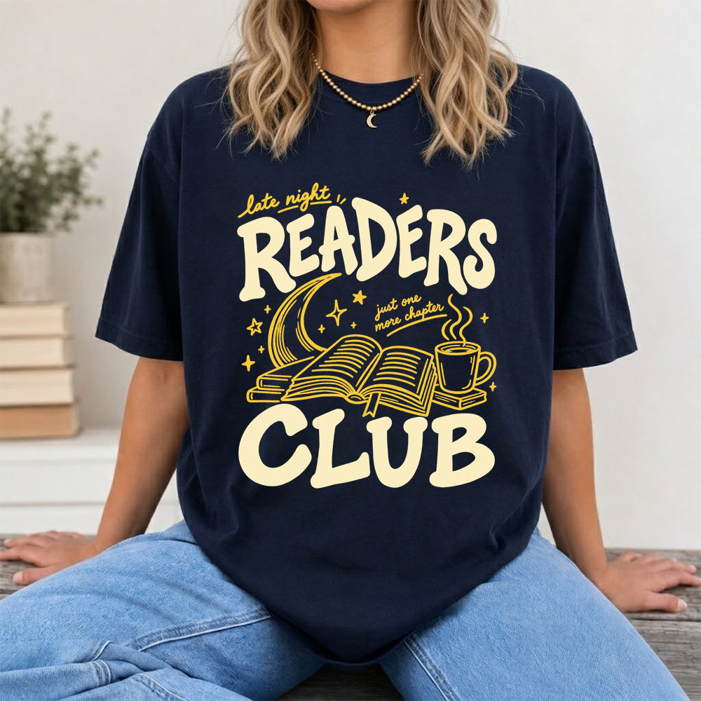 Late Night Readers Club Softstyle T-Shirt | Book Lover Gift Navy
