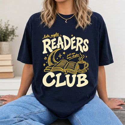 Late Night Readers Club Softstyle T-Shirt | Book Lover Gift Navy