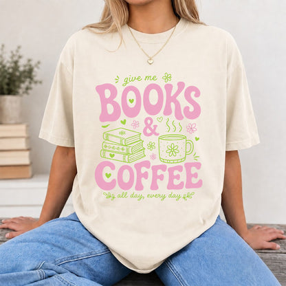 Books and Coffee Softstyle T-Shirt | Book Lover Gift Natural