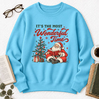 It’S The Most Wonderful Time Softstyle Sweatshirt | Christmas Book Lover Gift Sky