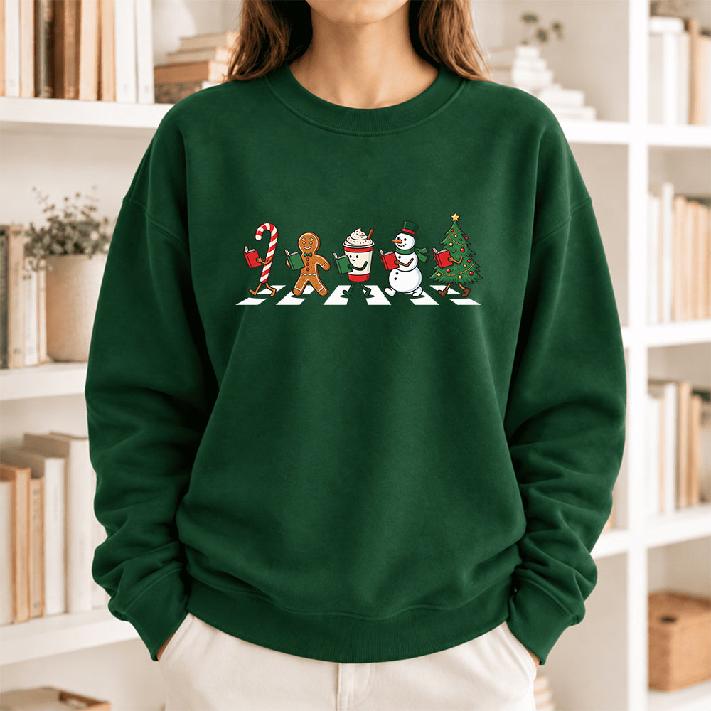 Christmas Reading Parade Softstyle Sweatshirt | Christmas Gift For Readers Forest Green
