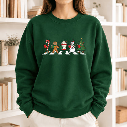 Christmas Reading Parade Softstyle Sweatshirt | Christmas Gift For Readers Forest Green