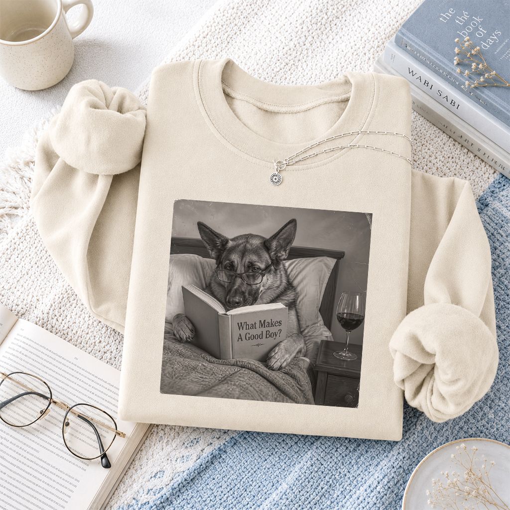 What Makes A Good Boy Crewneck Sweatshirt | Dog Lover Reader Gift Sand