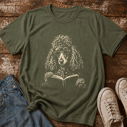 Poodle Reading Book Softstyle T-Shirt | Book Lover Gift Military Green