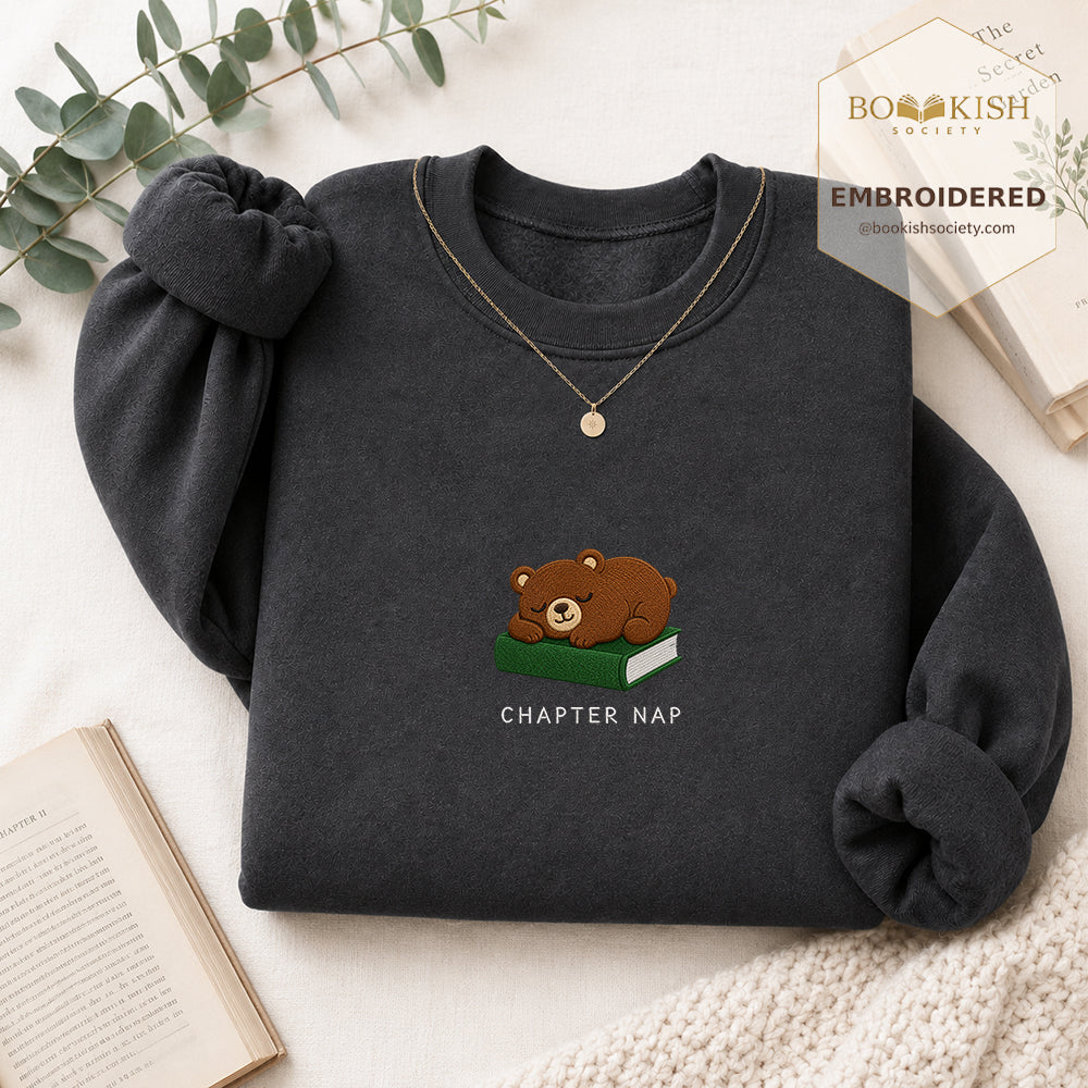 Chapter Nap Embroidered Sweatshirt | Reader Gift Dark Heather