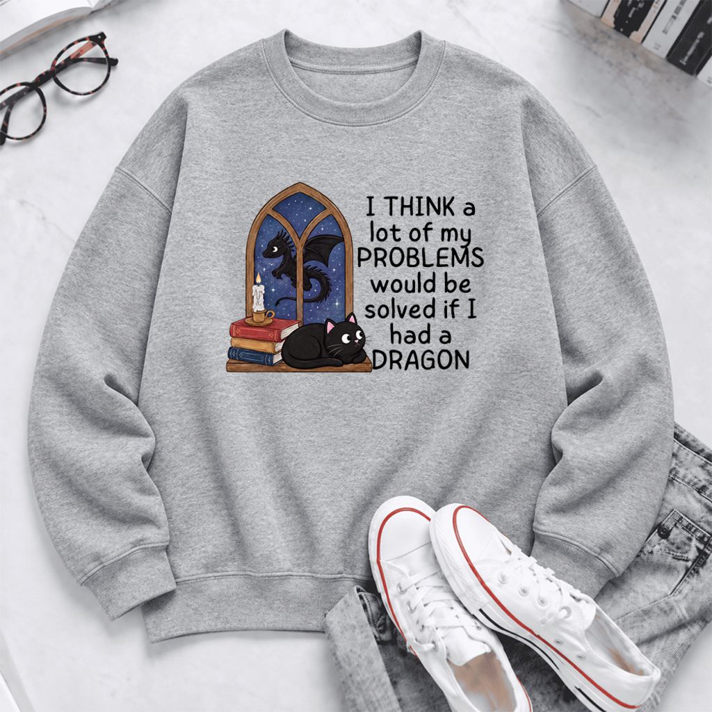 If I Could Have A Dragon Softstyle Sweatshirt | Fantasy Book Lover Gift Sport Grey