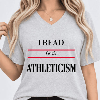 I Read For The Athleticism Ultra-Soft V-Neck | Reader Gift Ash
