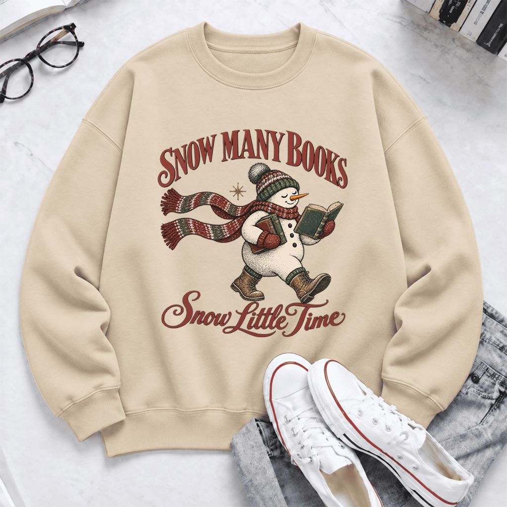 Snow Many Books Snow Little Time Softstyle Sweatshirt | Christmas Reader Gift Sand