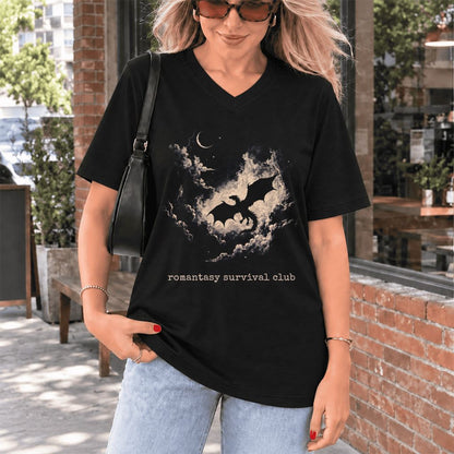 Romantasy Survival Club Ultra-Soft V-Neck | Fantasy Book Lover Gift Black
