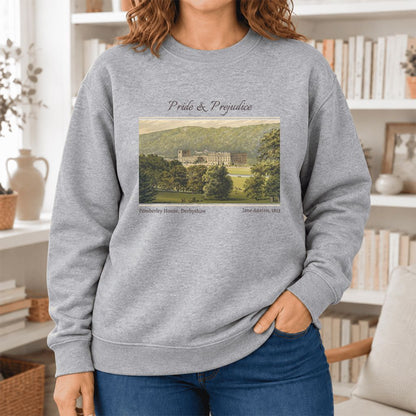 Pemberley House Pride And Prejudice Softstyle Sweatshirt | Classics Book Lover Gift Sport Grey