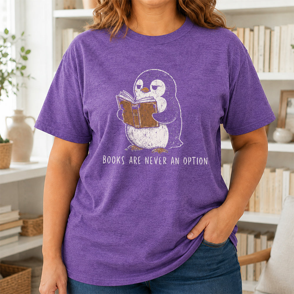 Books Are Never An Option Softstyle T-Shirt | Book Lover Gift Heather Purple