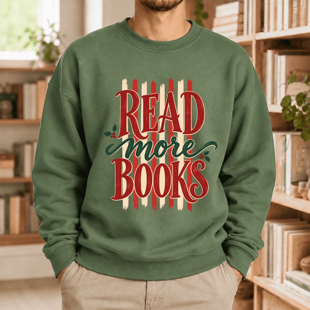 Read More Book Christmas Softstyle Sweatshirt | Christmas Book Lover Gift Military Green